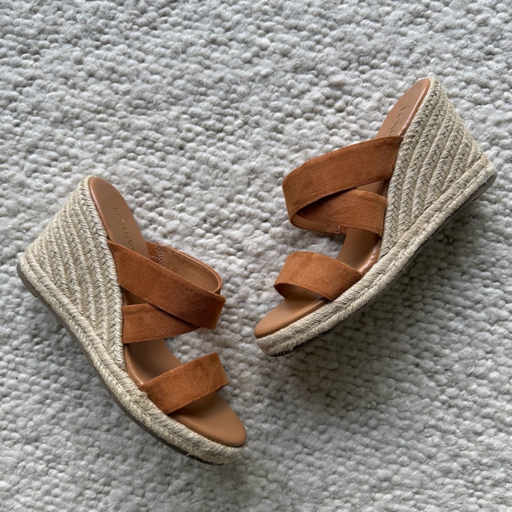 J Crew Wide-Strap Espadrille Mule Wedges
